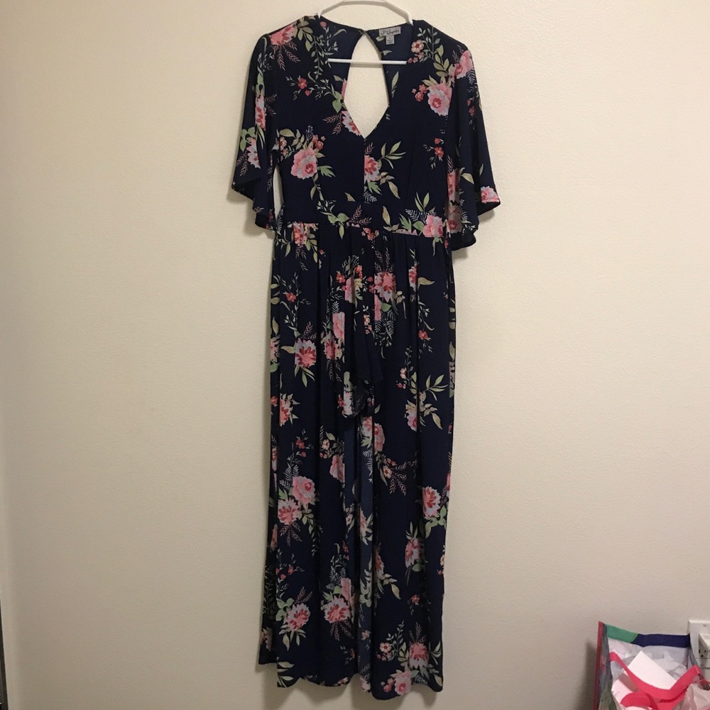 Floral High-Low Romper Dress